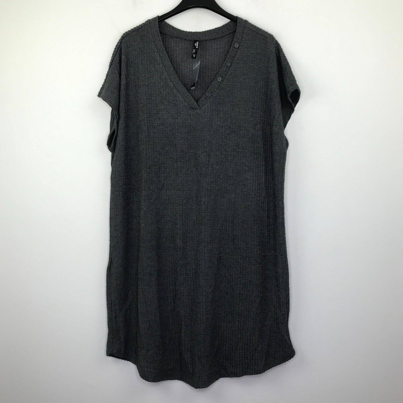 Torrid Sleep Women 1 Dress Gray Supersoft Plush Waffle Henley Lounge Gown NWT X5