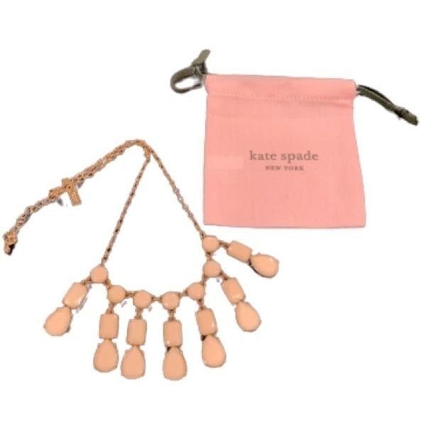 Kate Spade Riviera Garden Collar Bib Statement Necklace Cream Blush + Gift Pouch
