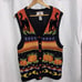 VTG Tiara International Halloween Sweater Vest Womens Med Black Cat Pumpkin Moon