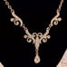1928 Silver Tone Crystal Teardrop Y Shape Signature Necklace