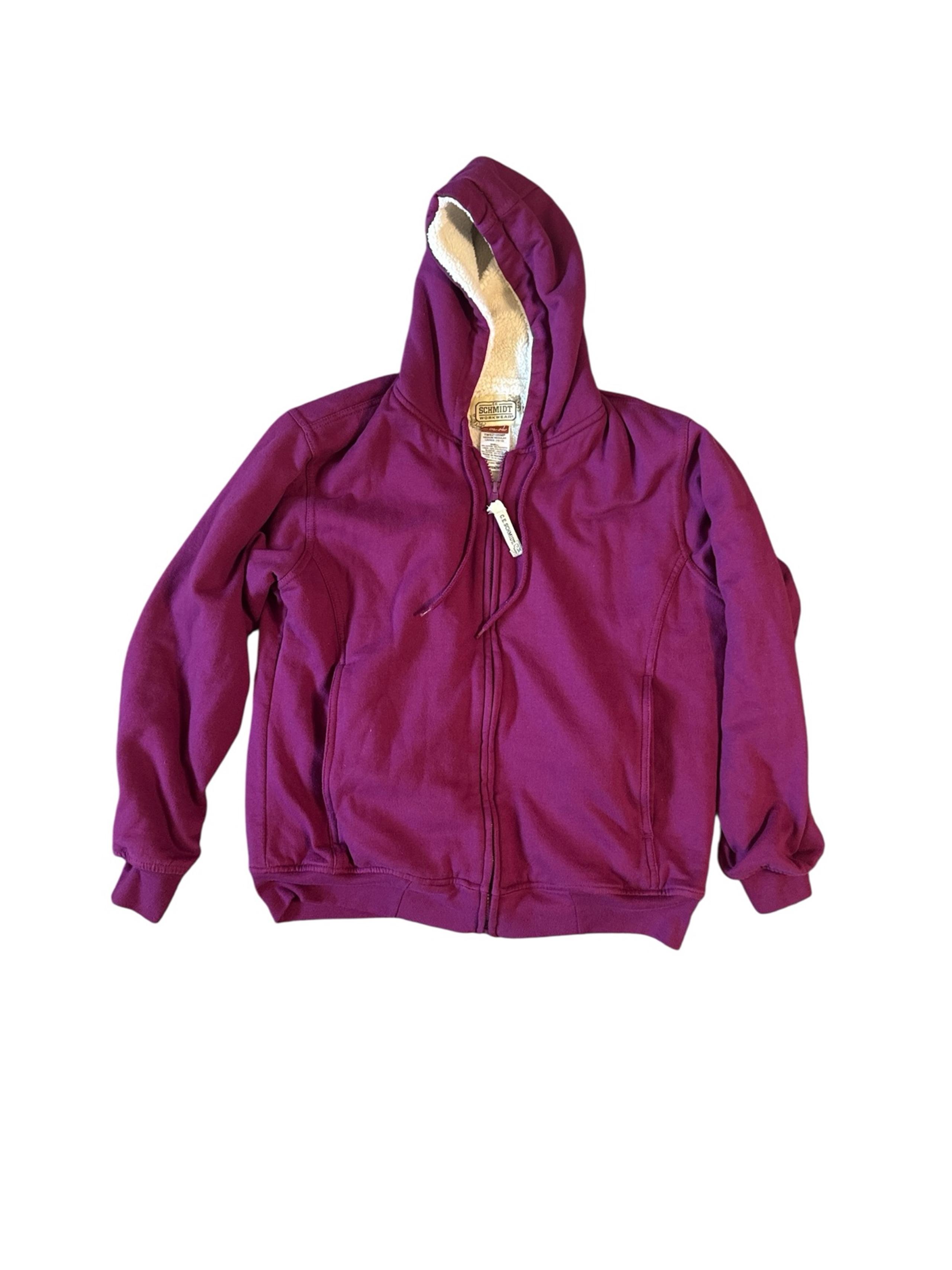 C.E. Schmidt Women’s Sherpa Lined Zip Hoodie Medium Maroon Workwear Jacket Warm