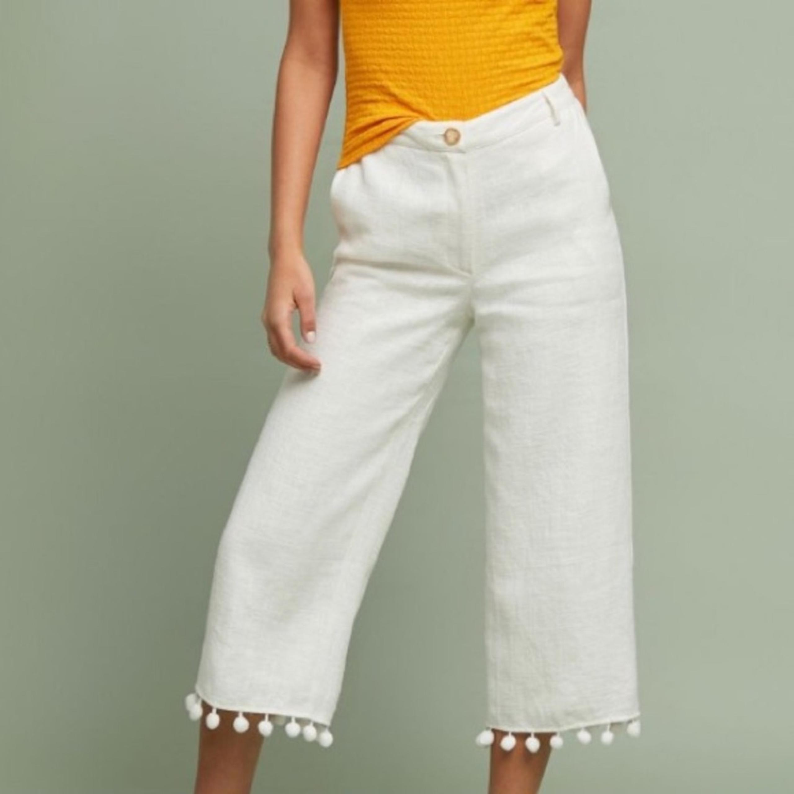 Ettitwa By Anthropologie Pommed
Linen Wide-Leg Pants XS White