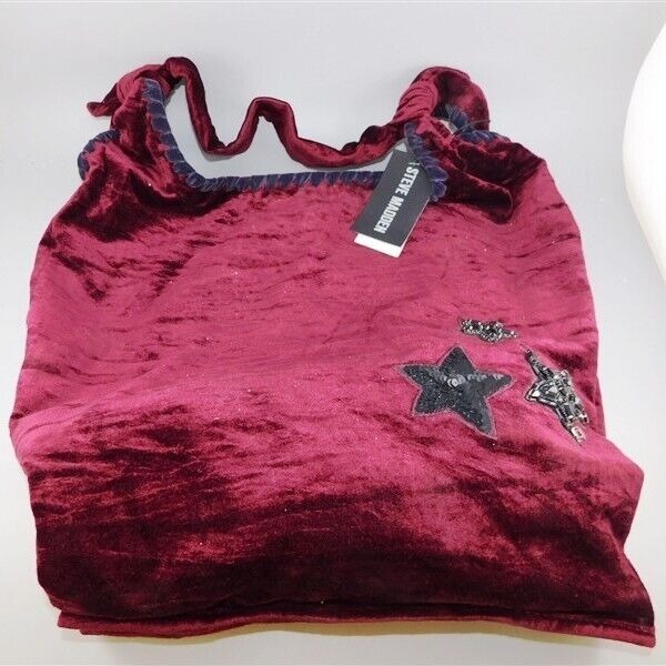 99/512 NWT Steve Madden Wine Velvet Tie Hobo Bag / Purse
