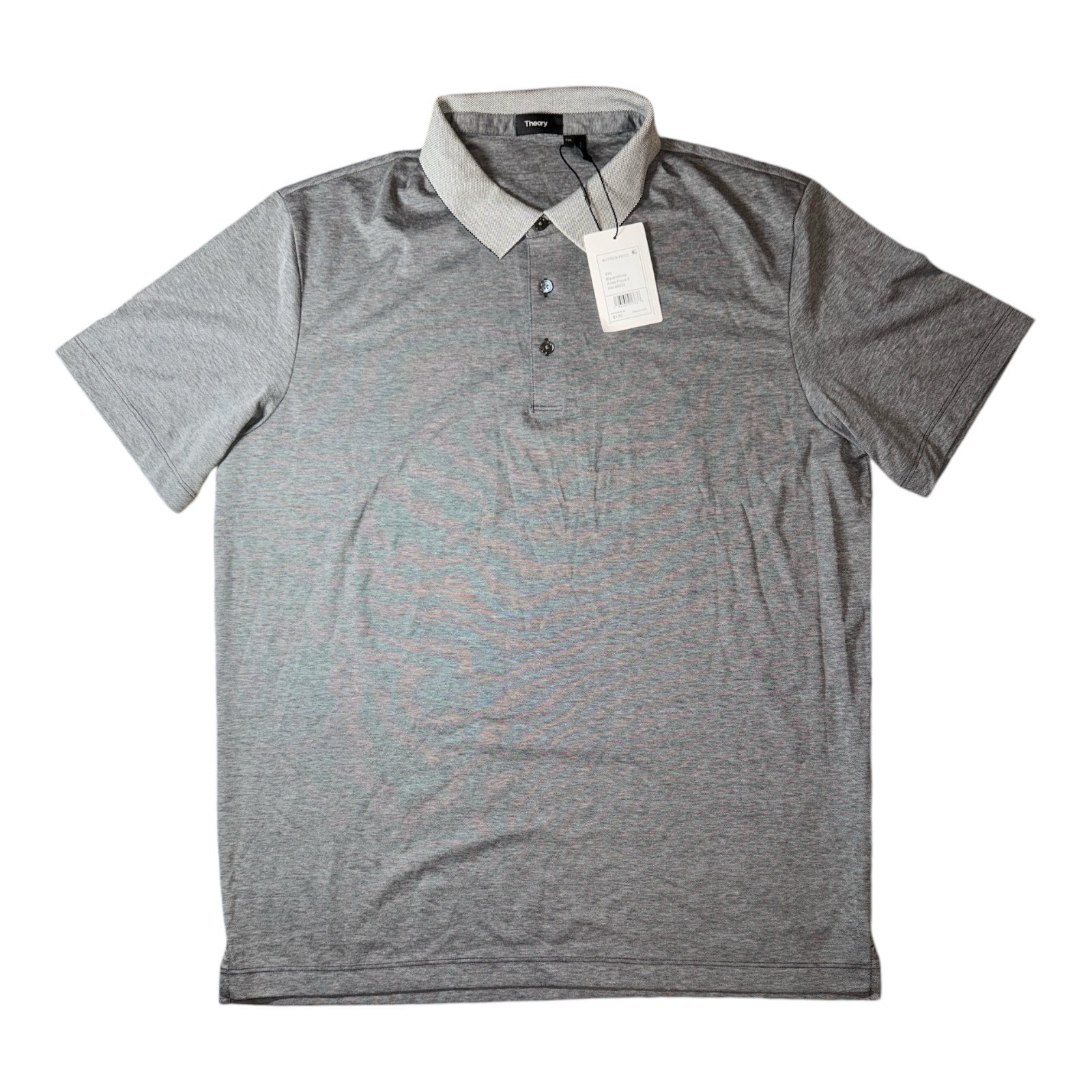 125 Theory Polo Atlas Pique 2 Shirt Mens Size XXL B & W