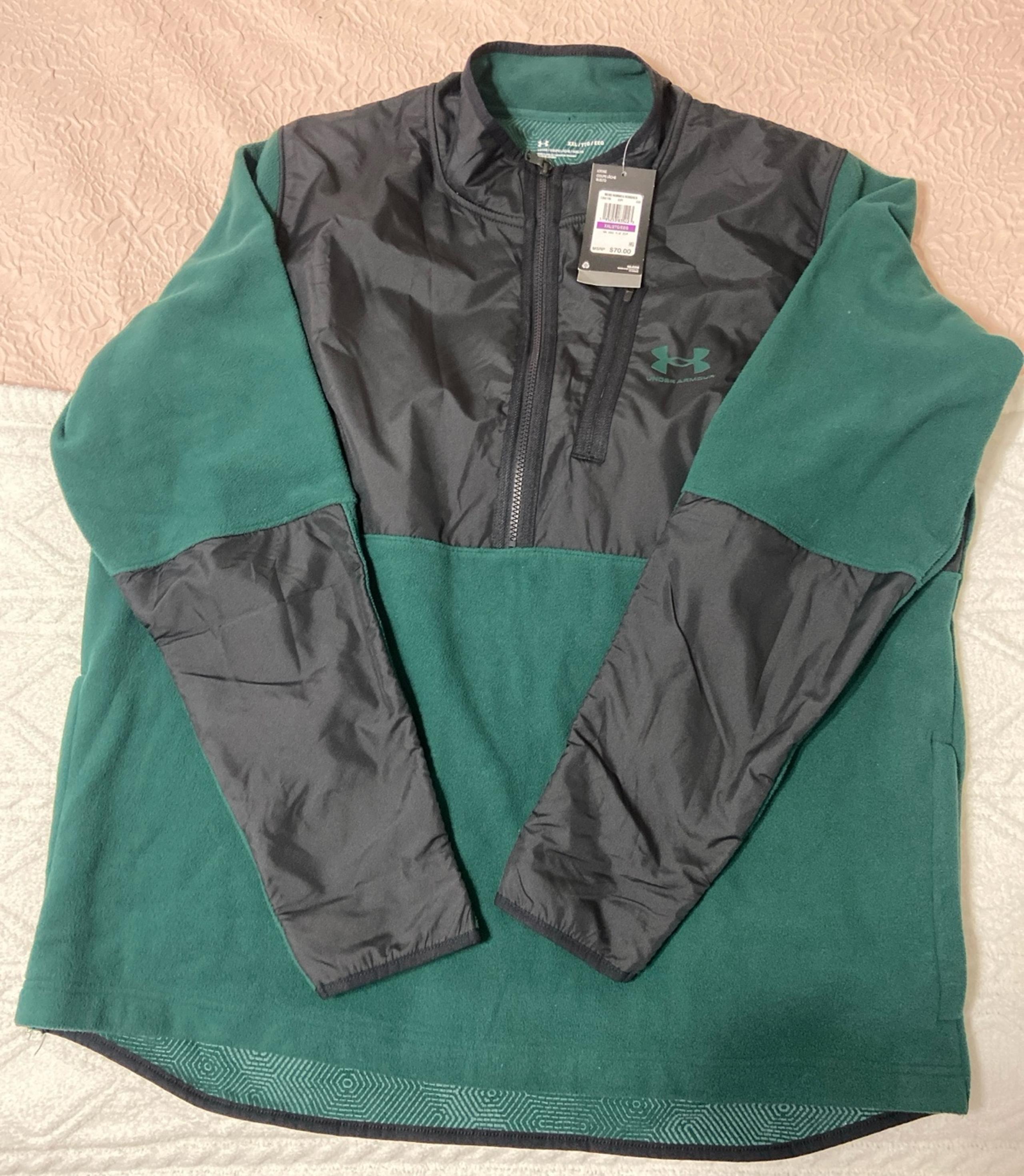 UNDER ARMOUR Men’s Green Fleece 1/2 Zip-up  jacket
