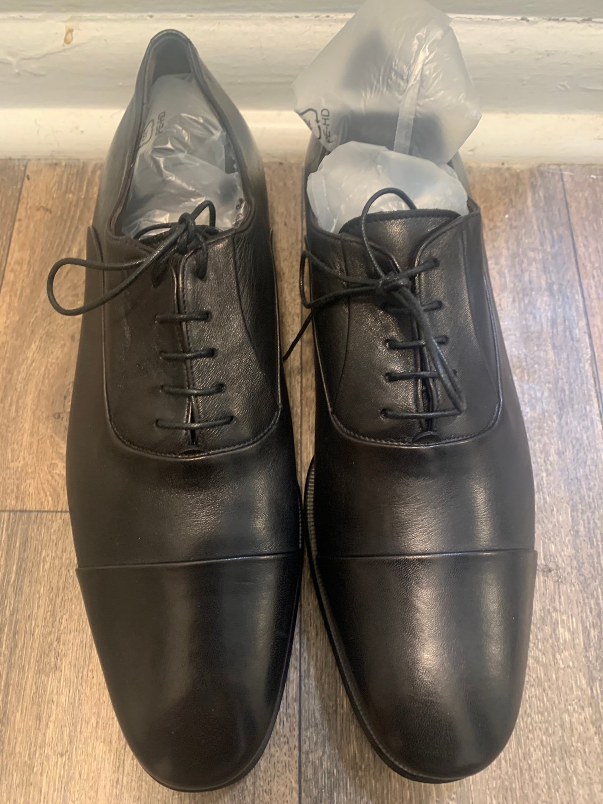 MONTE ROSSO MENS LAZIO BLACK LEATHER CAP TOE LACE UP OXFORDS
