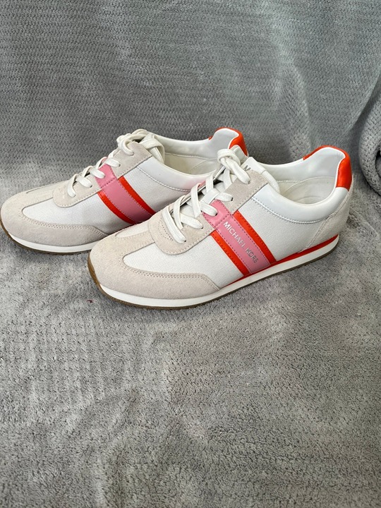 Michael Kors prudence trainer sneaker orange, pink, and white size 9.5