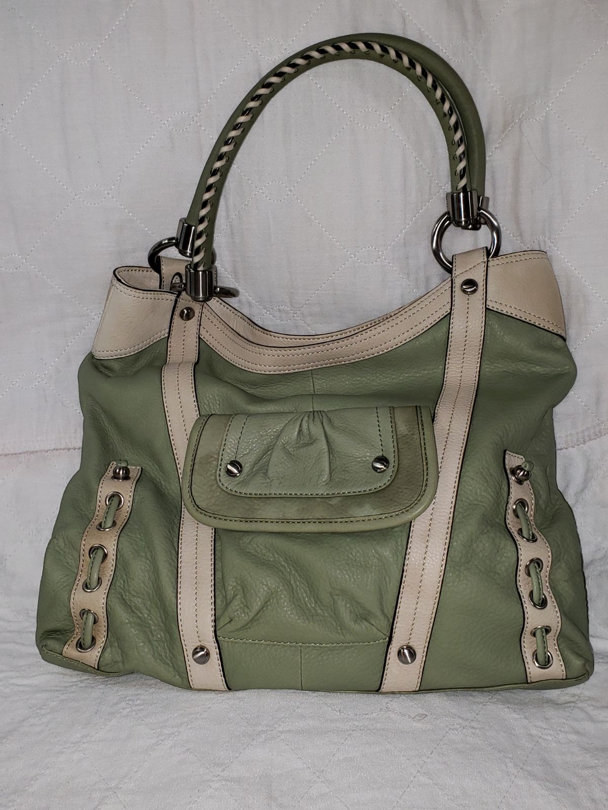 B. Makowsky Two-tone Leather Satchel Bag