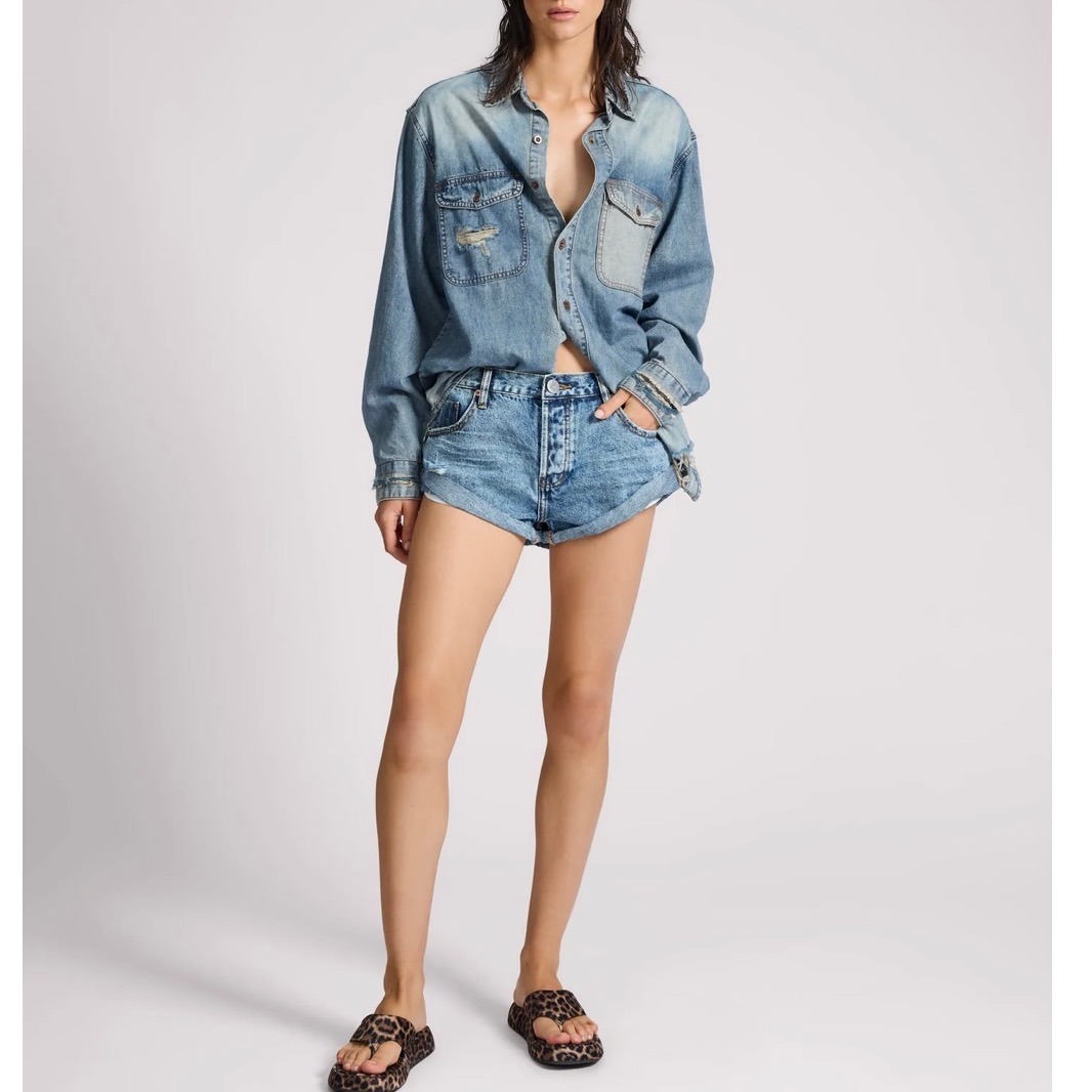 One Teaspoon Bandits Low Waist Denim Shorts Size 26 Cut off Raw Hem