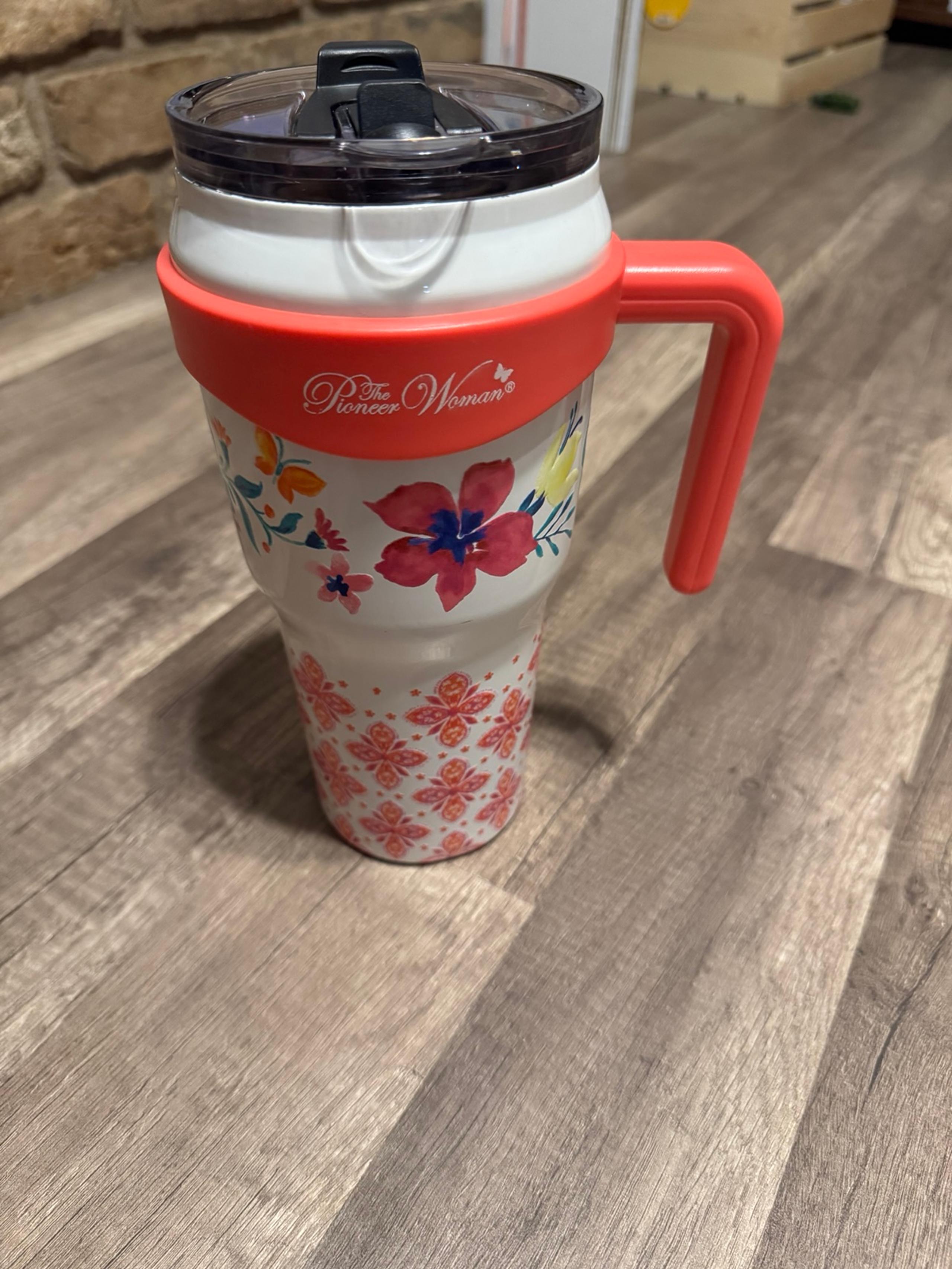 The Pioneer Woman 40oz Pink & White Folk Geo Stainless Steel Insulated Tumbler