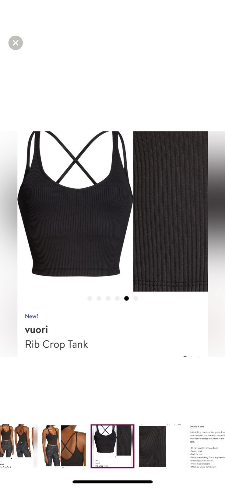 vuori NWOT Ribbed Tank Top Large