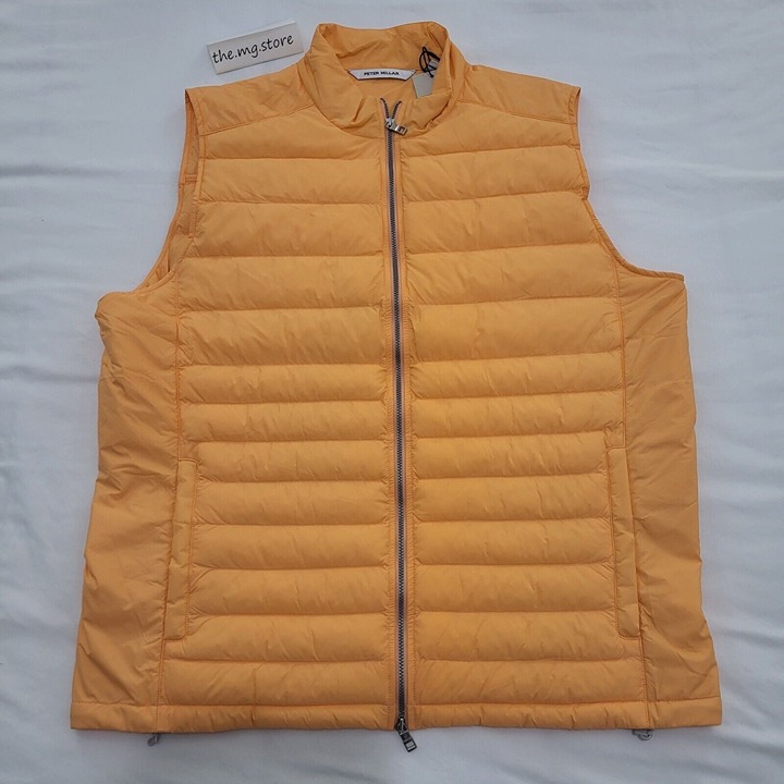 Peter Millar Golf Crown Elite Light Golden Ray Orange Puffer Vest XL MSRP 200