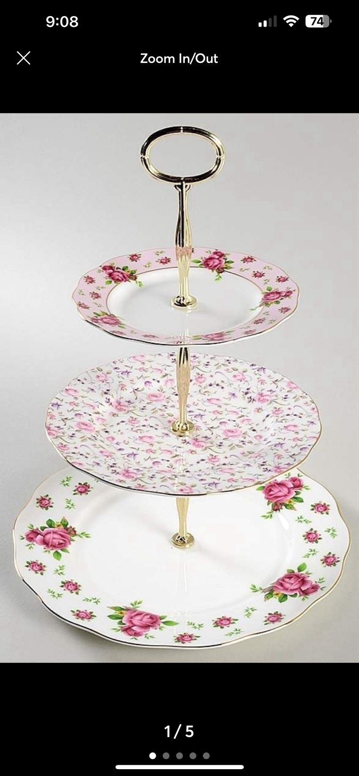 Royal Albert New Country Roses White Vintage 3-Tier Cake Stand NEW