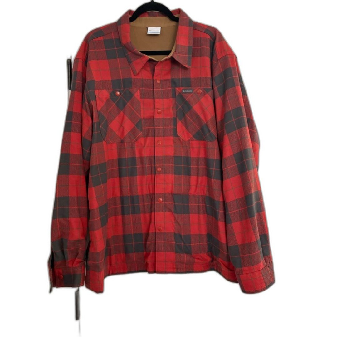 Columbia Cornell Woods Fleece Lined Mens Size XL Red Shirt Jacket Shacket