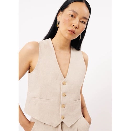 FRNCH Paris NWT! Women'S Beige Gilet Alix Vest Size M