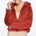Victoria's Secret PINK Teddy Full Zip Hoodie Jacket Burnt Orange Size Large