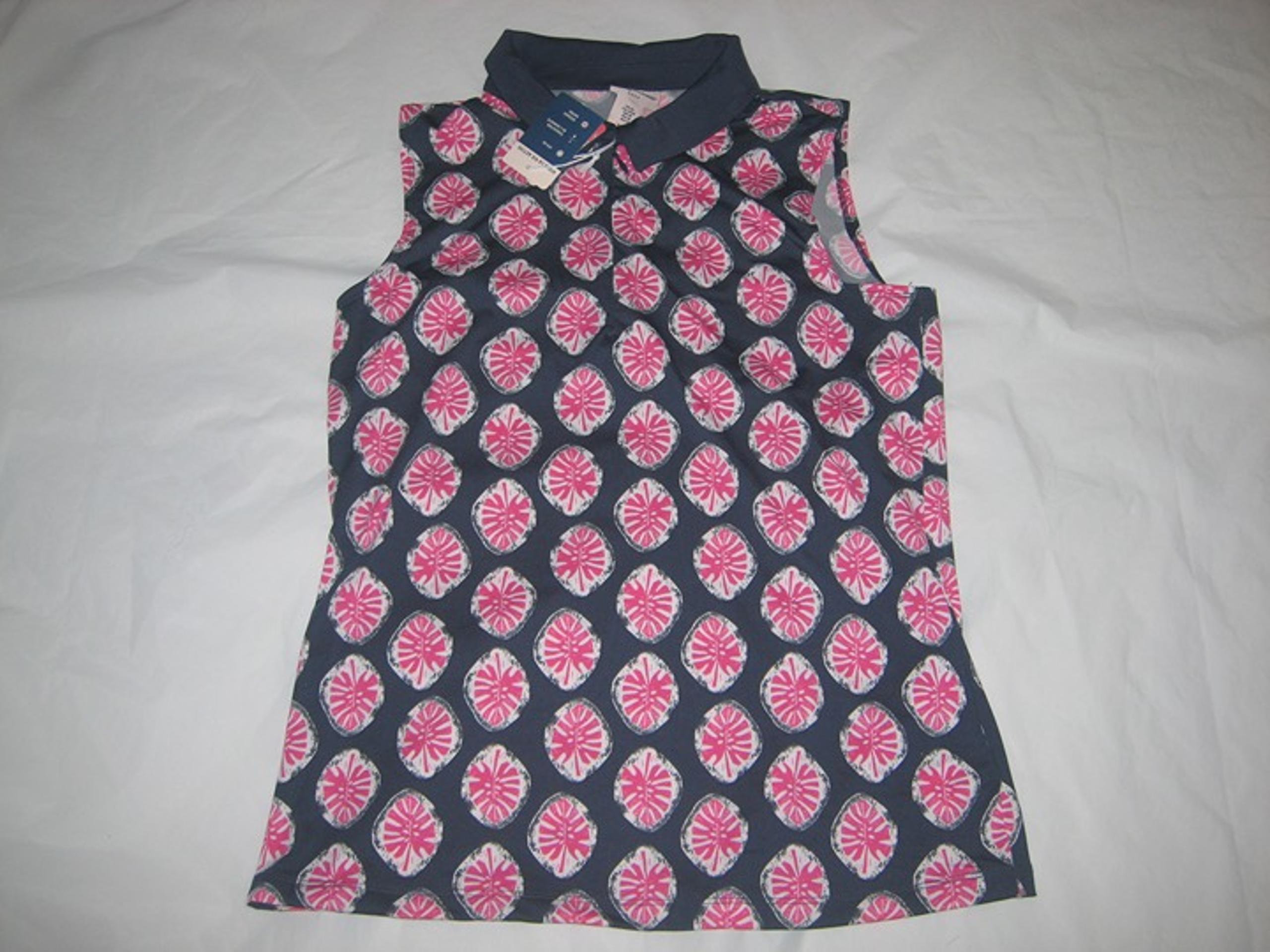 TOMMY BAHAMA Women's Active Shells 1/4 Zip Golf Polo Shirt Pink/Navy  Sz M