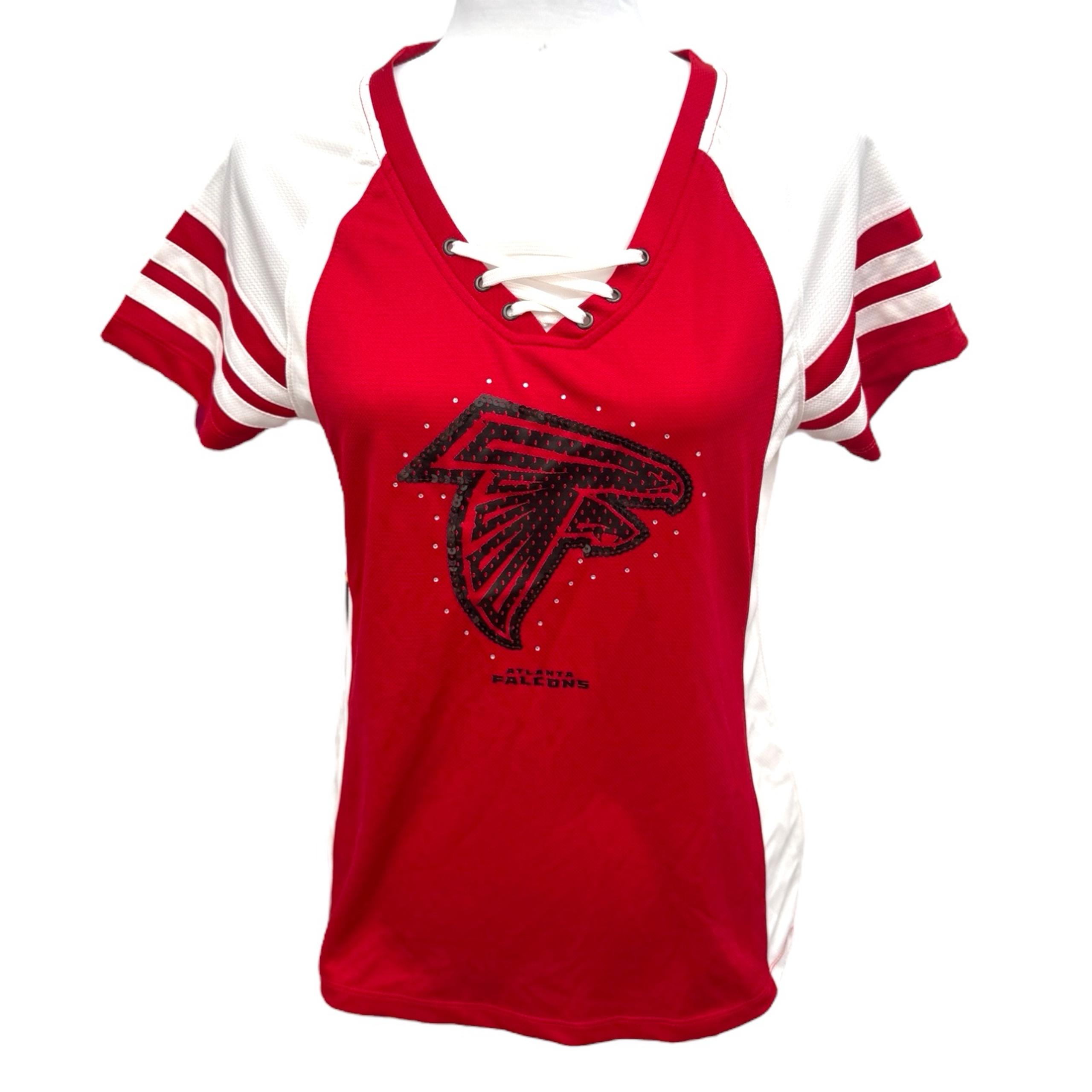 Majestic Size M Women’s Atlanta Falcons NFL Rhinestone Sequin Jersey Top