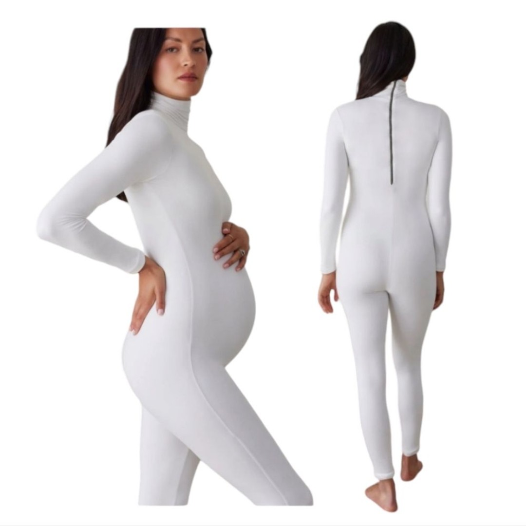 BUMPSUIT 'Gigi' White Maternity Long Sleeve Jumpsuit size Medium