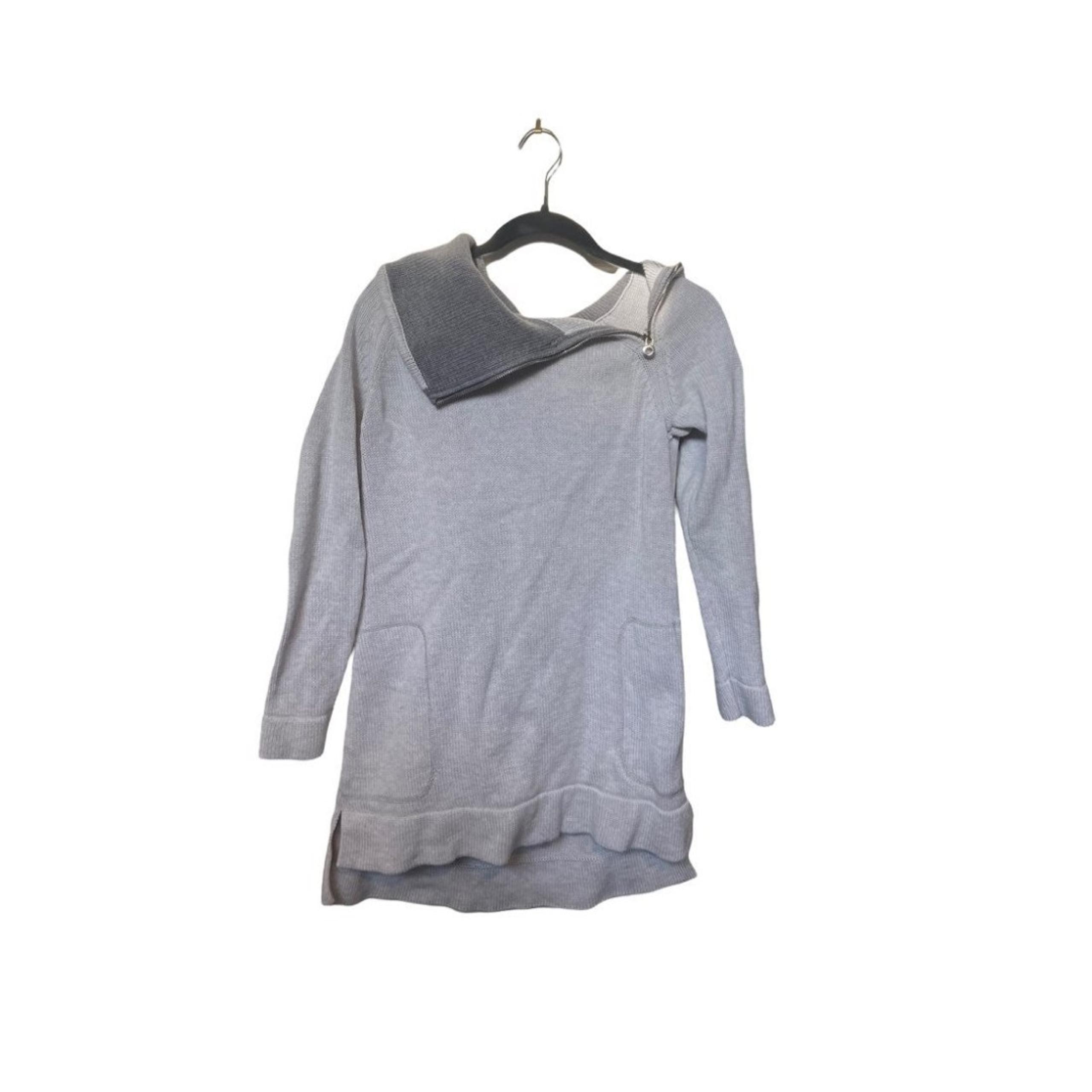 Soft Surroundings turtleneck/zip neck light grey modal/cotton tunic sweater w/po