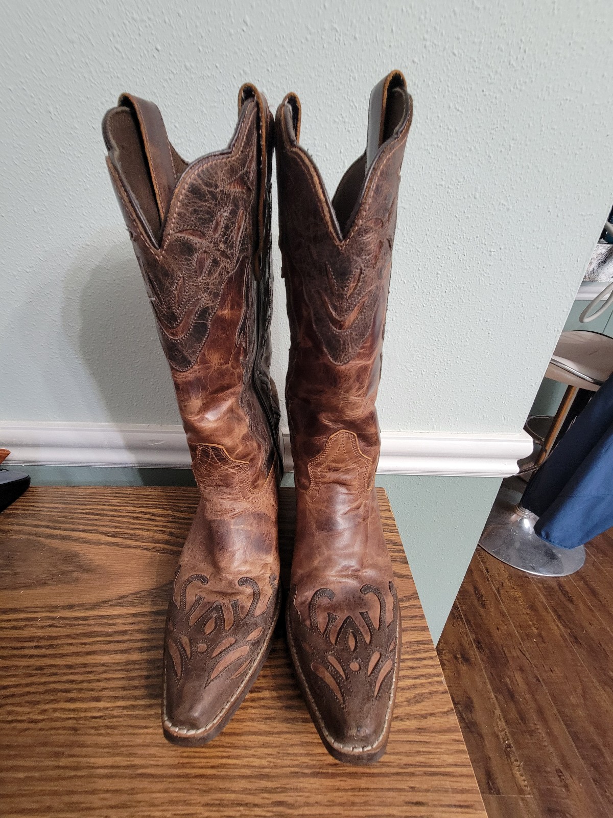 Abilene Boot Co Two Tone WingTip Cowgirl Boots Snip Toe