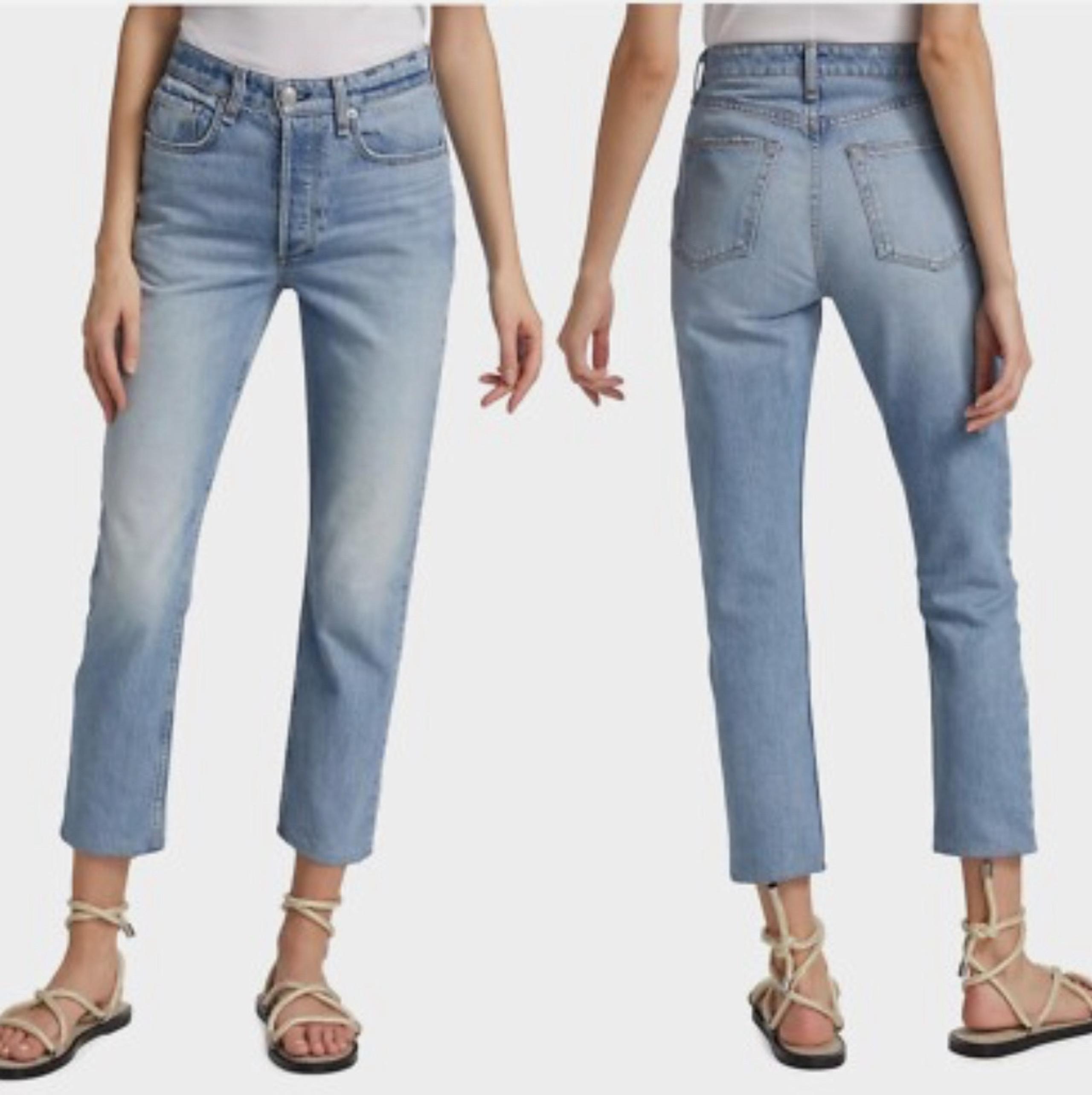 Rag & Bone Nina High Rise Ankle Cigarette Jeans Womens Size 25 Tulip Blue Denim