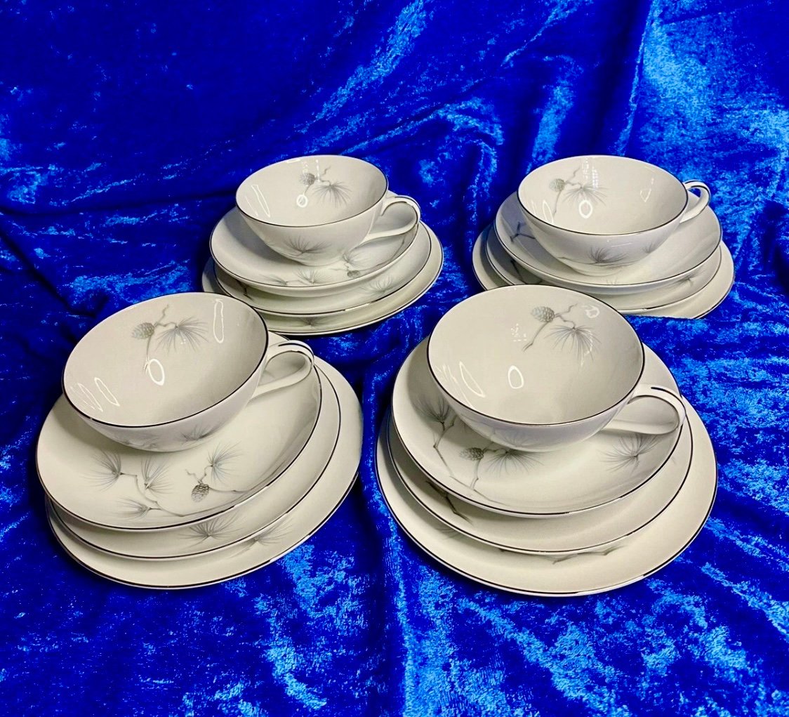 4 Sets Japan Amcrest China Tea Cup Saucer Fruit Bowl Salad Plate