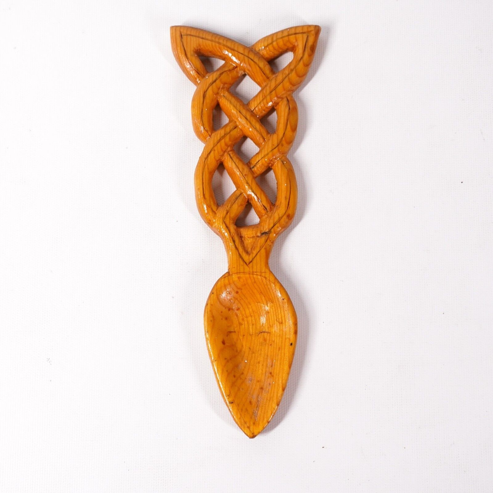Wood Carved Celtic Knot Spoon 9 Wooden Carving Art Decor Decoration Artwork Tan