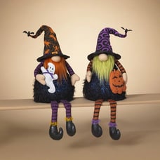 Set of 2 Plush Lighted Halloween Shelf Sitter Gnomes-ZYH32DS