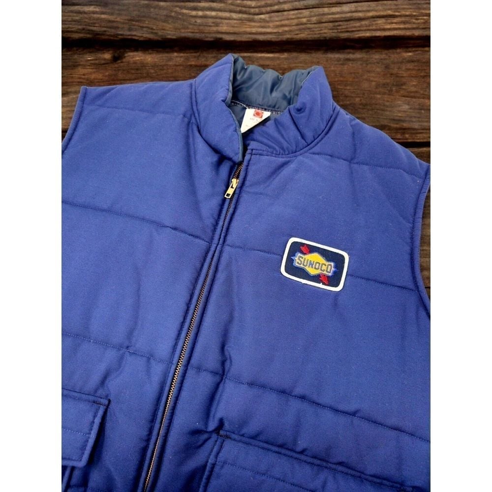 Lion Uniform Sunoco Gas Station Company EMPLOYEE Issue Blue VEST XL Made USA
