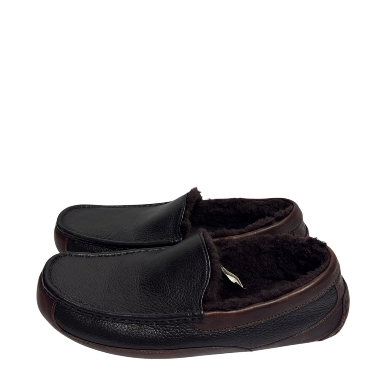 UGG MEN'S ASCOT DARK BROWN LEATHER SLIPPERS SIZE 13 NO BOX