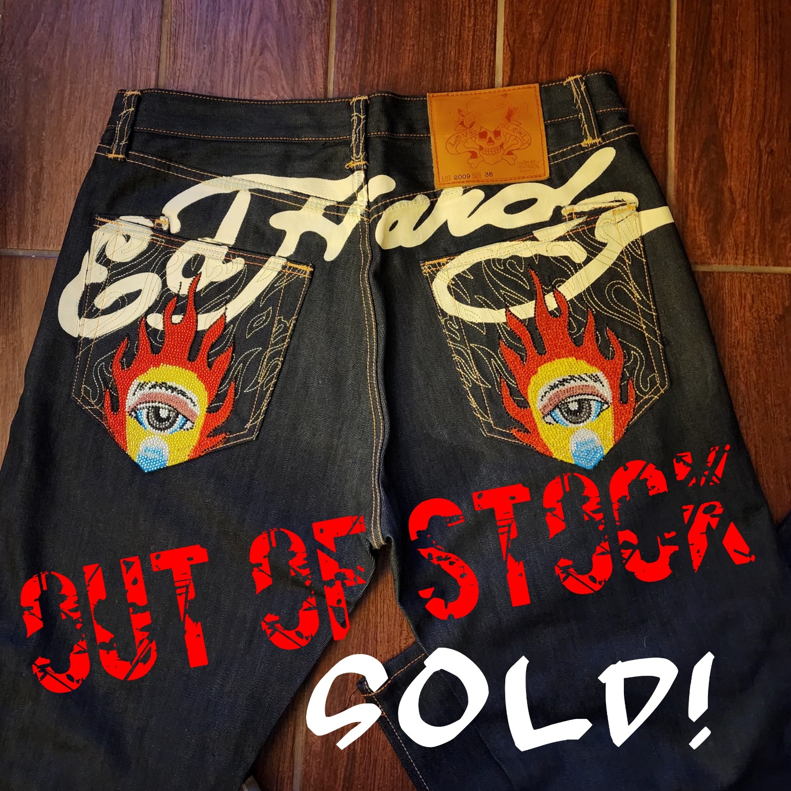 (SOLD) Ed Hardy Jeans | Blue 2009 Flamed Eyes | 36X32