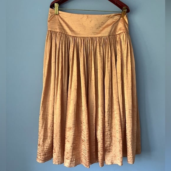 Talbots Silk Blend‎ Pleated Crinkle Midi Skirt Size 12