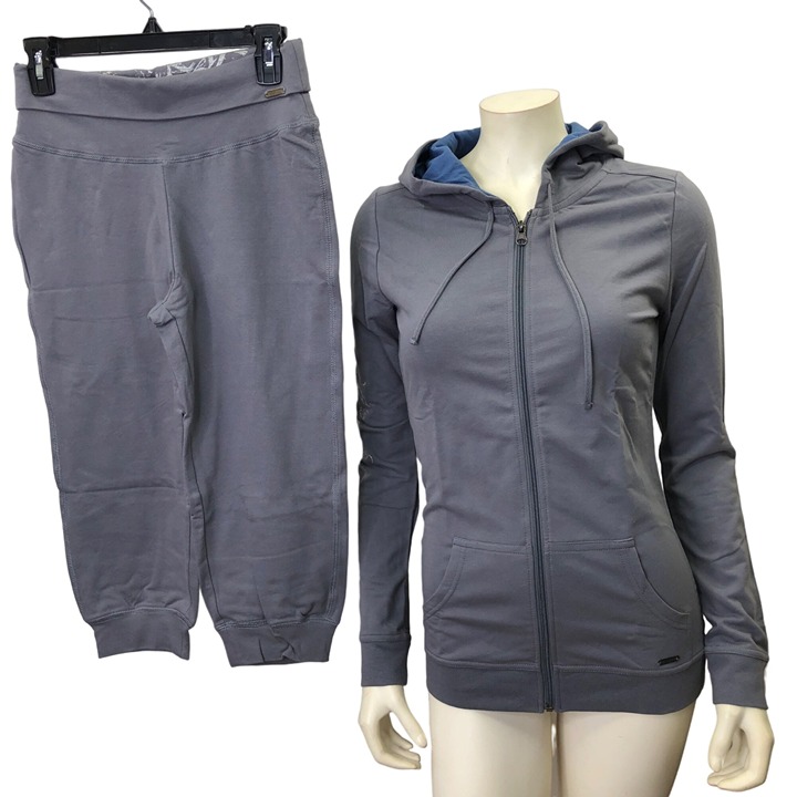 GUESS FULLZIP HOODIE TOP & CAPRI Sweat PANTS SET md NWT
