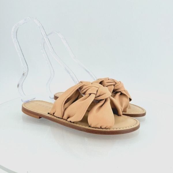 AMANU Studio Style 20 Hermanus Knotted Leather Slide Sandal Natural Beige Size 7