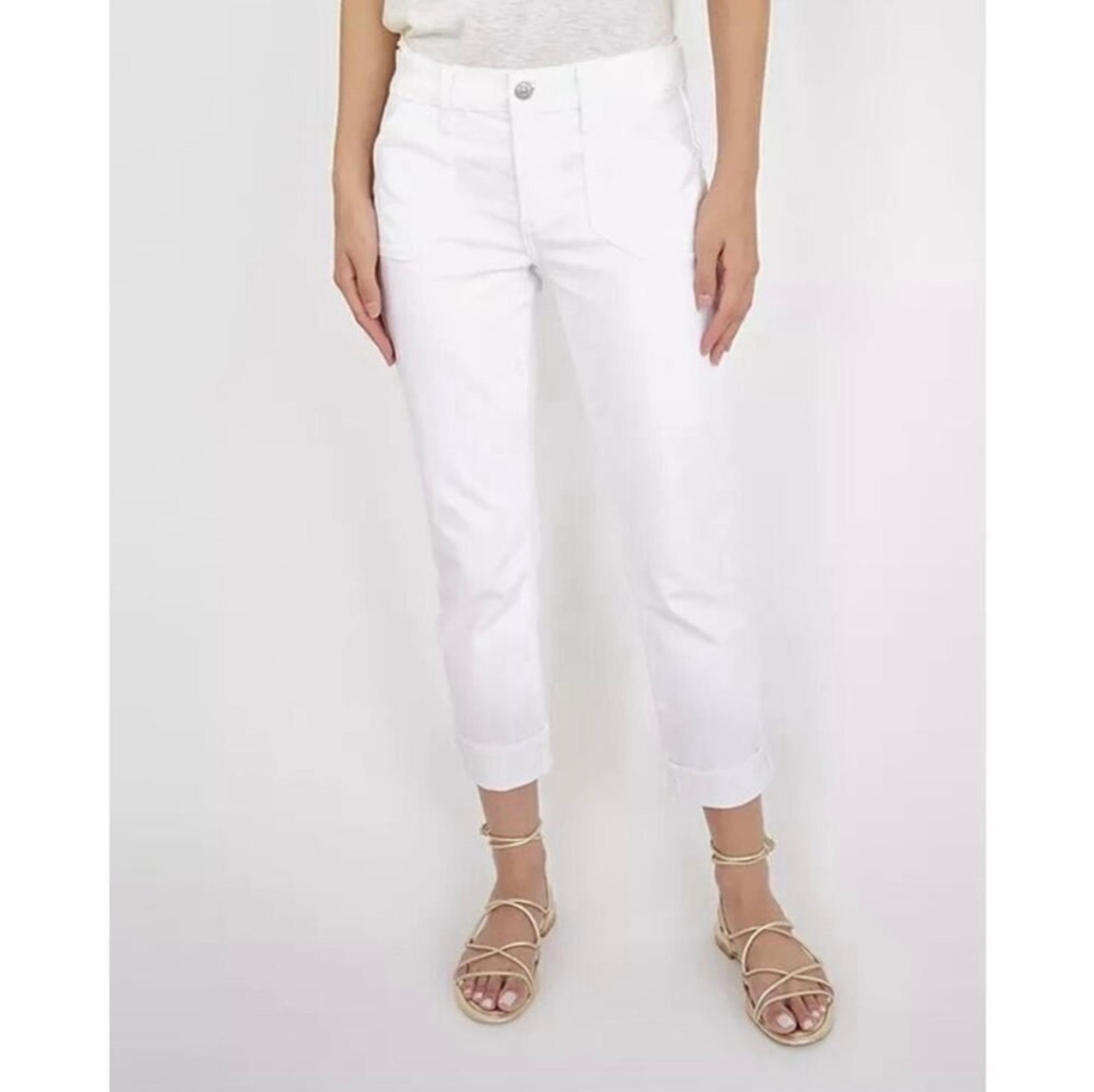 Paige Jeans Women Size 27 White Cropped Brigitte Stretch Mid Rise