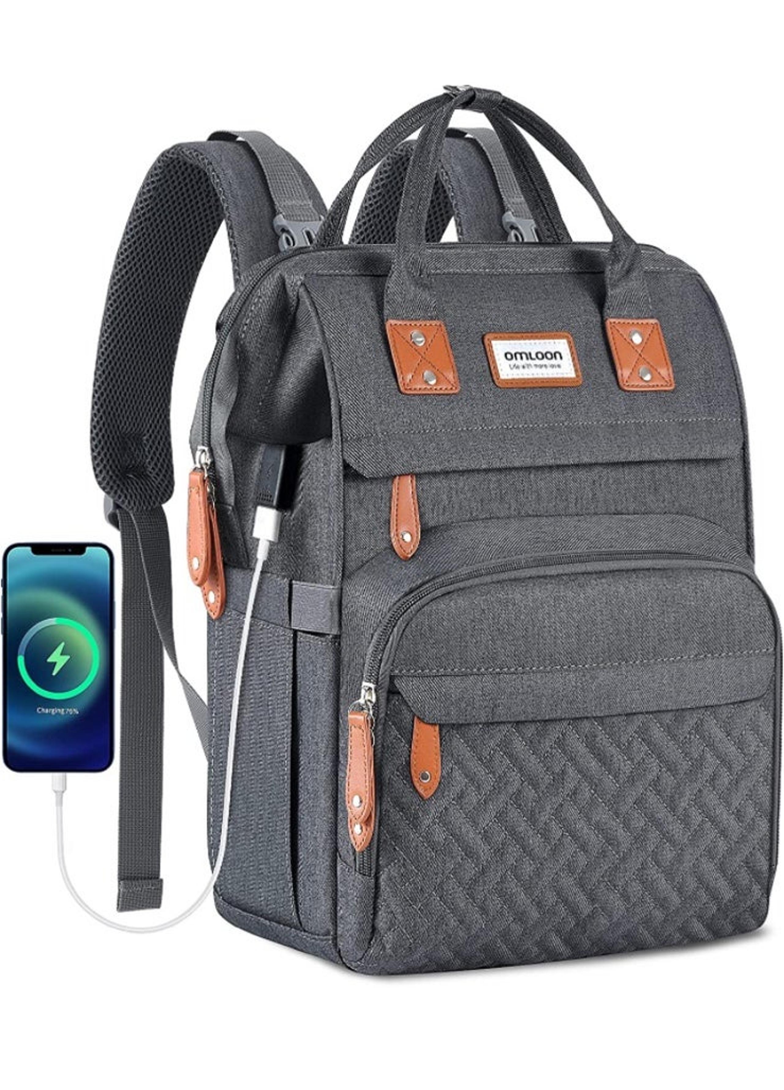 Diaper Bag Backpack, Omloon Large Travel Diaper Bag Backpack with USB Charging P