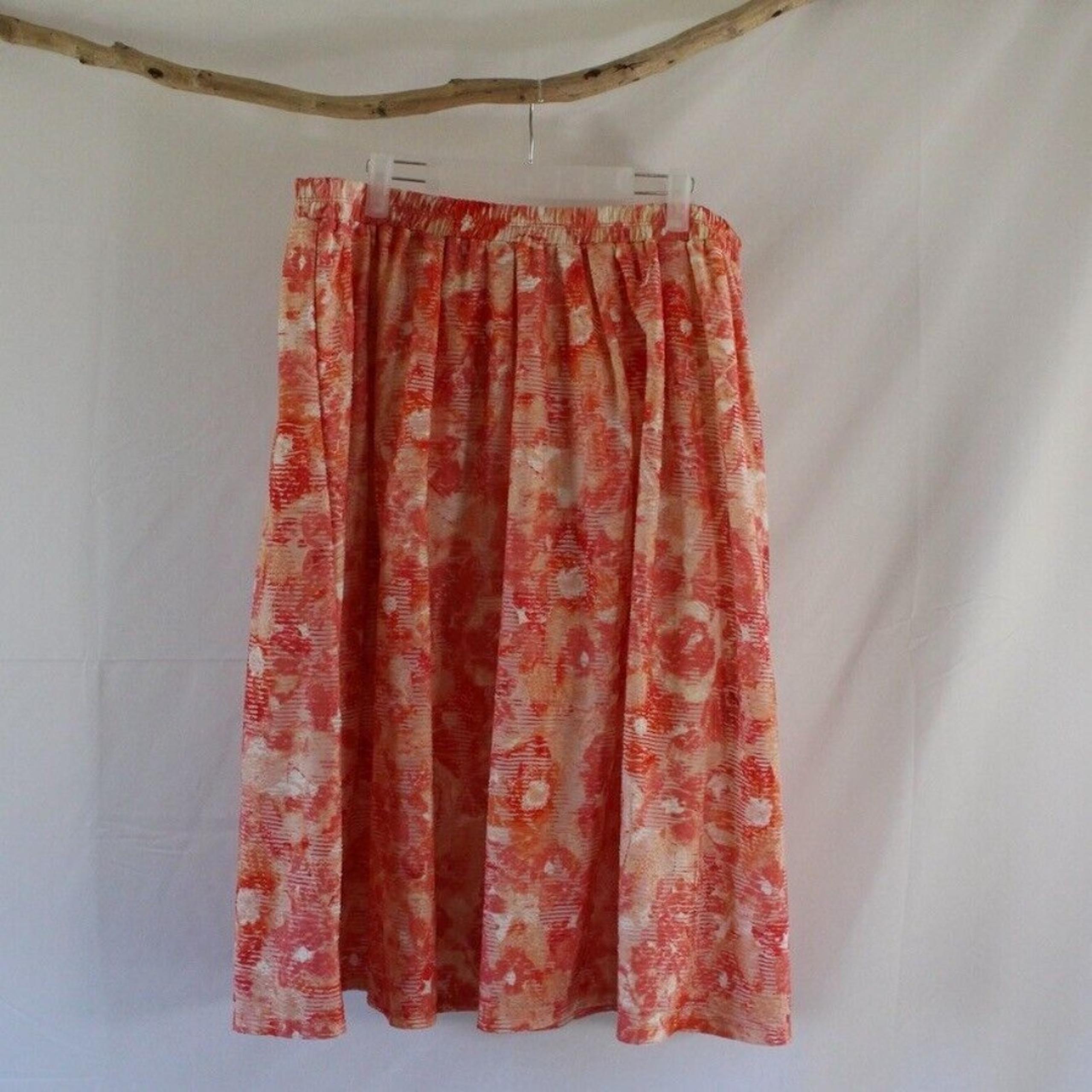 CJ Banks Christopher & Banks Skirt Orange & Pink Plus Size 1X Maxi Stretch Long