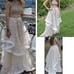 Two piece prom dress, Golden pearl embellished Top & white/tan lace skirt size 4