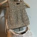 Two piece prom dress, Golden pearl embellished Top & white/tan lace skirt size 4