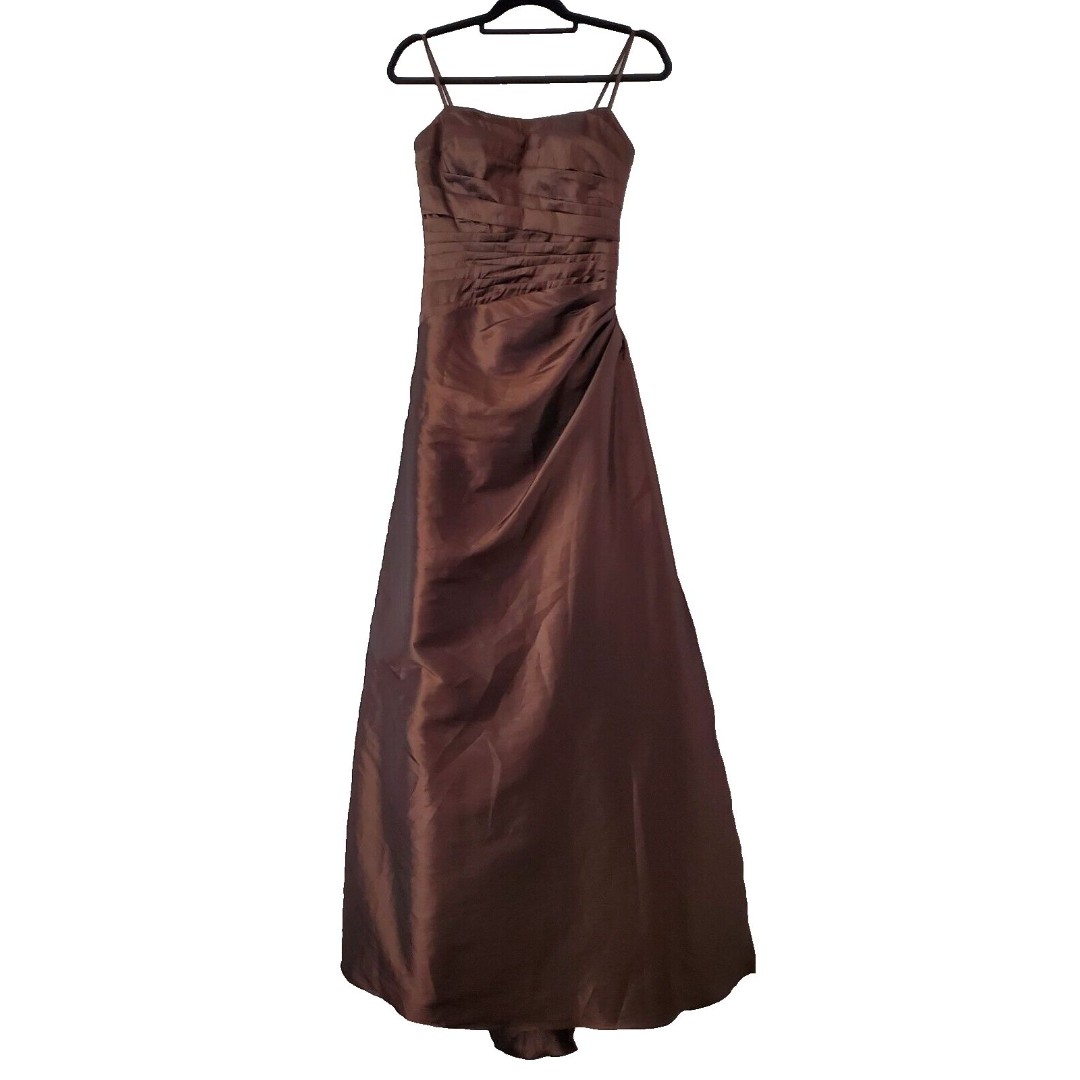 Bill Levkoff Taffeta Dress Gown Copper Brown Size 2