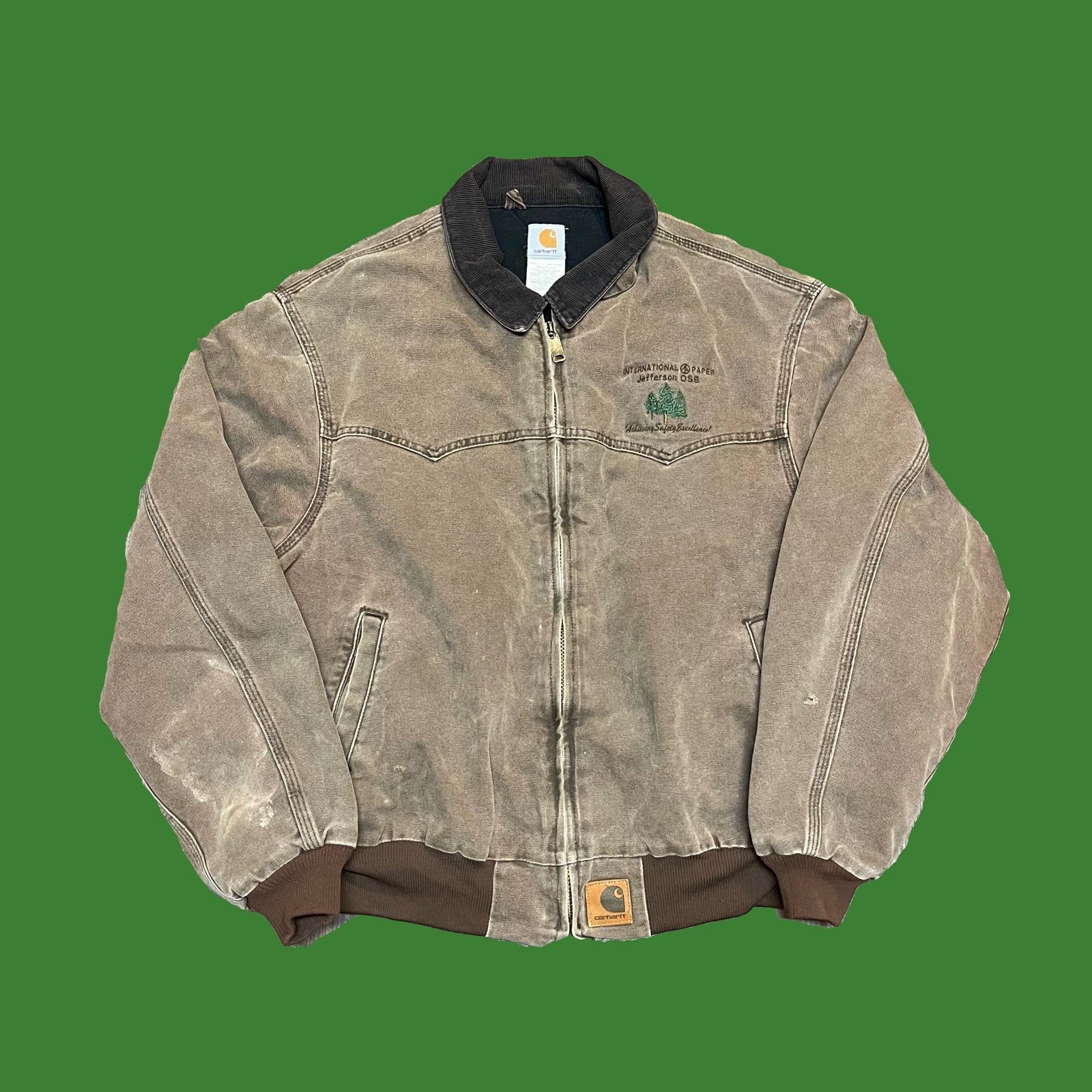 Vintage Carhartt Santa Fe Brown Full Zip Jacket Men’s Size XXL 2XL