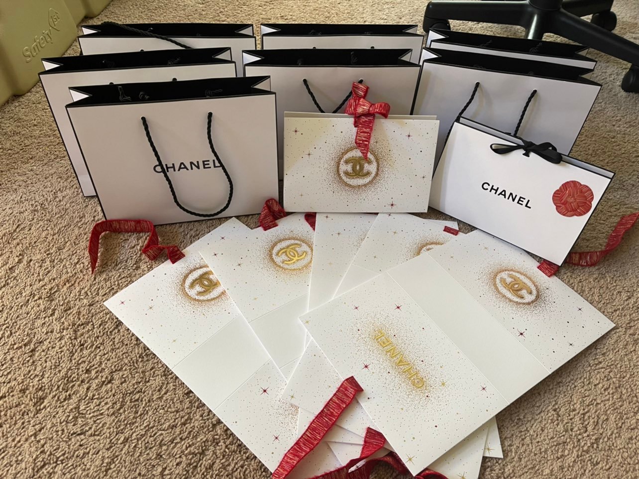 Chanel shopping bags and boxes