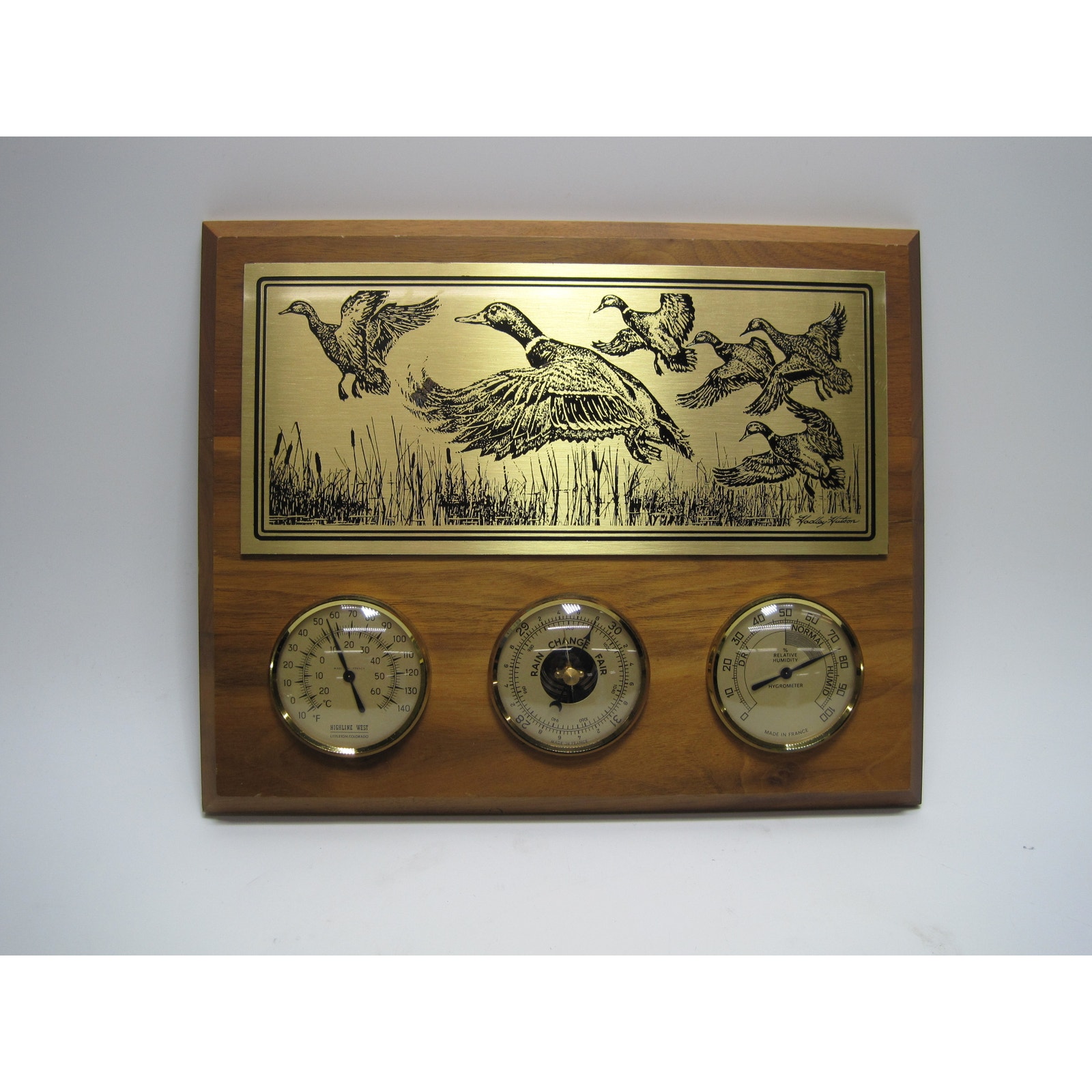 Vintage Highline West Weather Station Duck Scene Hadley Hutson Brass Etching