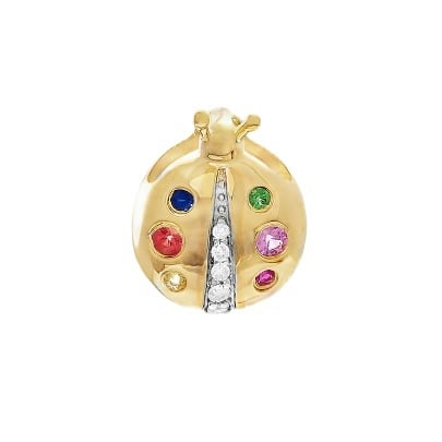 14K Yellow Gold Fashion Diamond Lady Bug Pendant