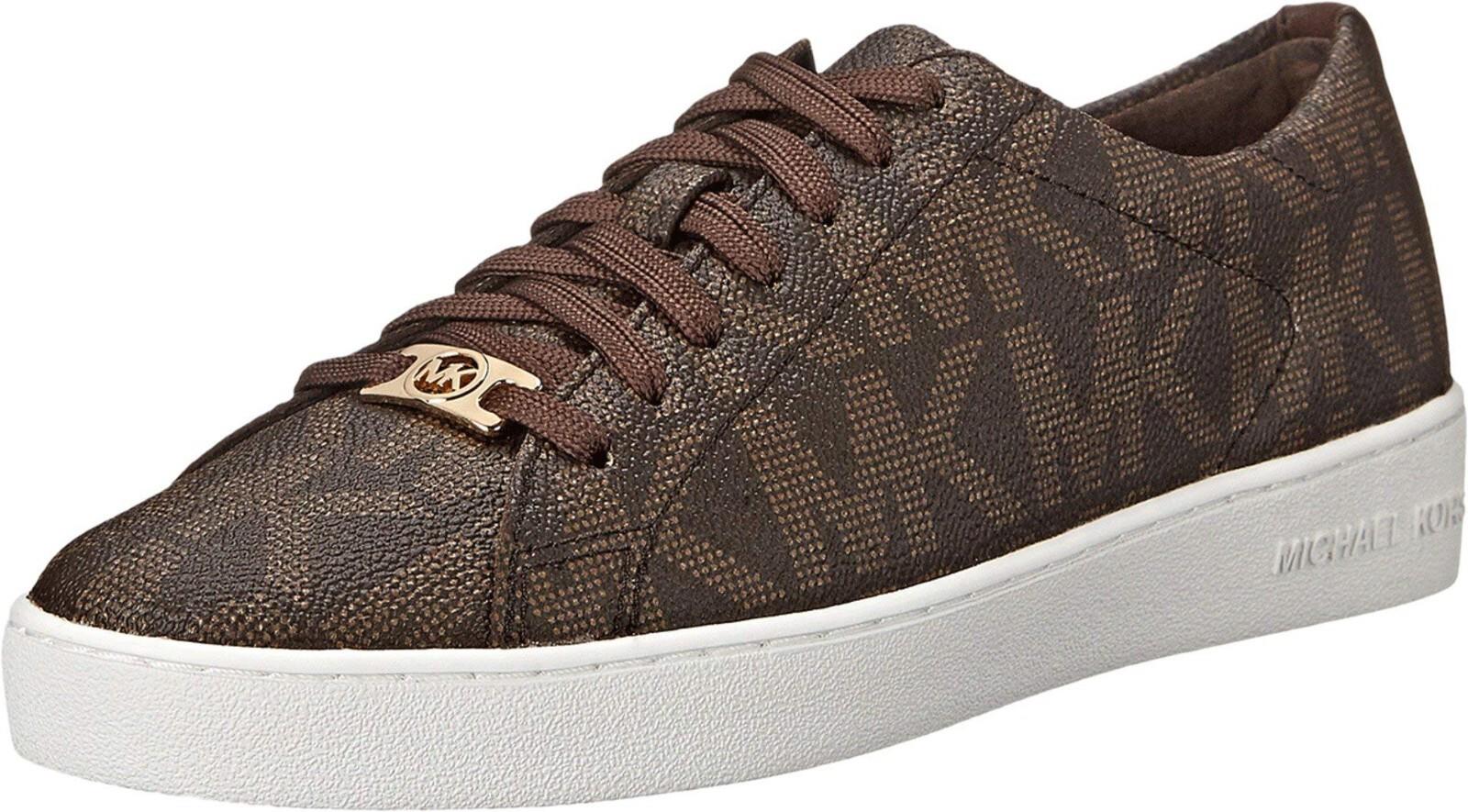 Womens Michael Kors Keaton Sneaker Lace Up Brown Mk Signature Logo 10 M NEW