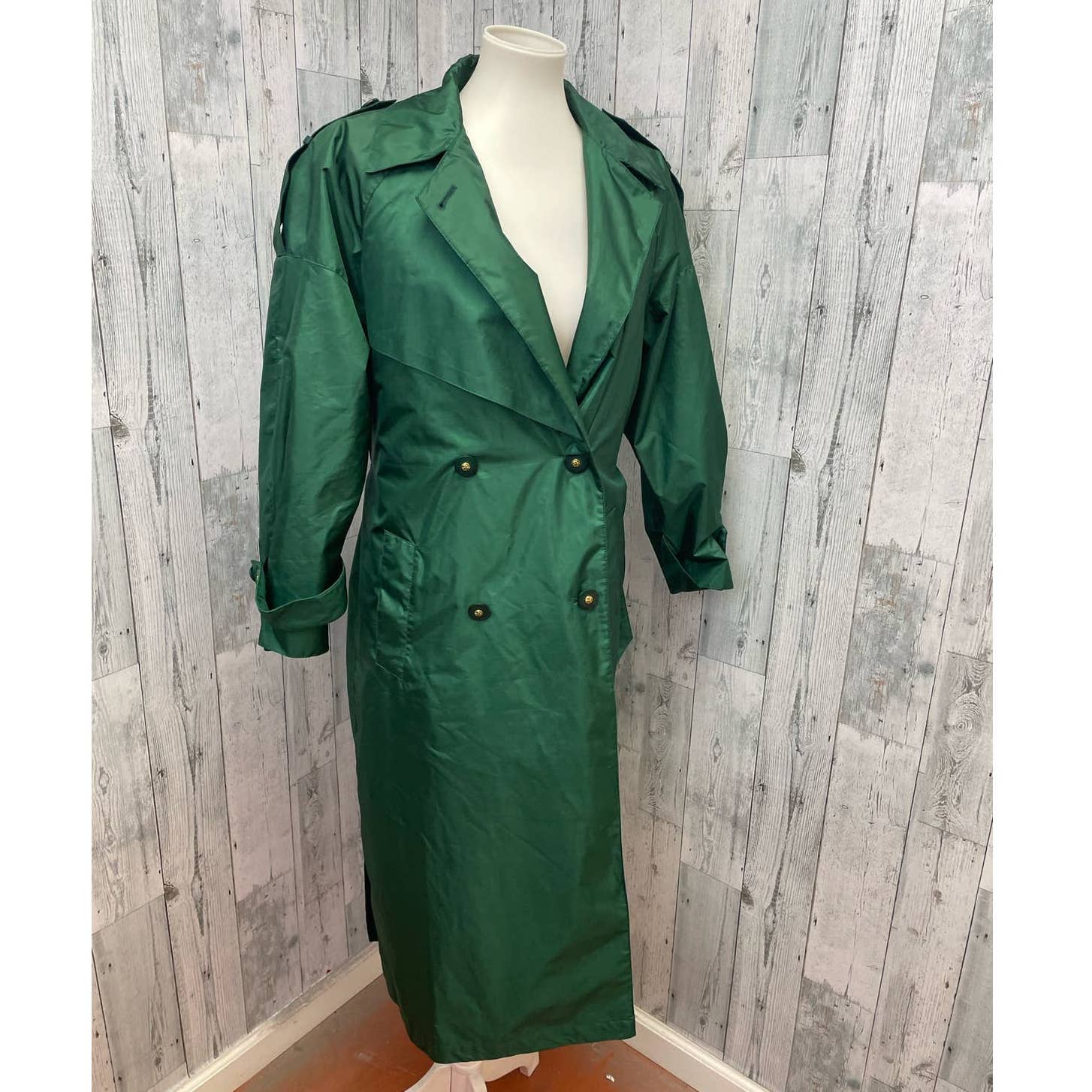Vintage J Gallery Petites Size 9/10 Double Breasted Trench Coat Removeable Liner