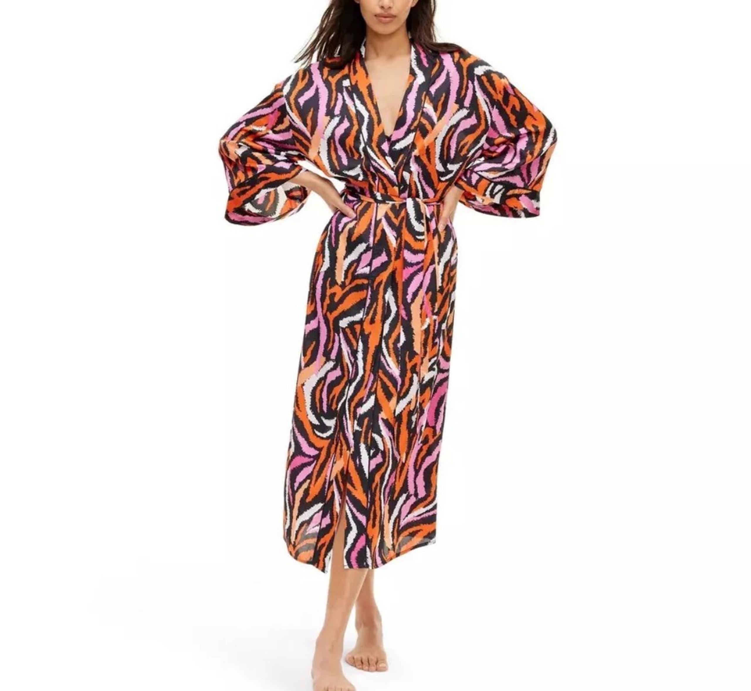 NWT DVF X Target Satin Disco Zebra Print Robe XS