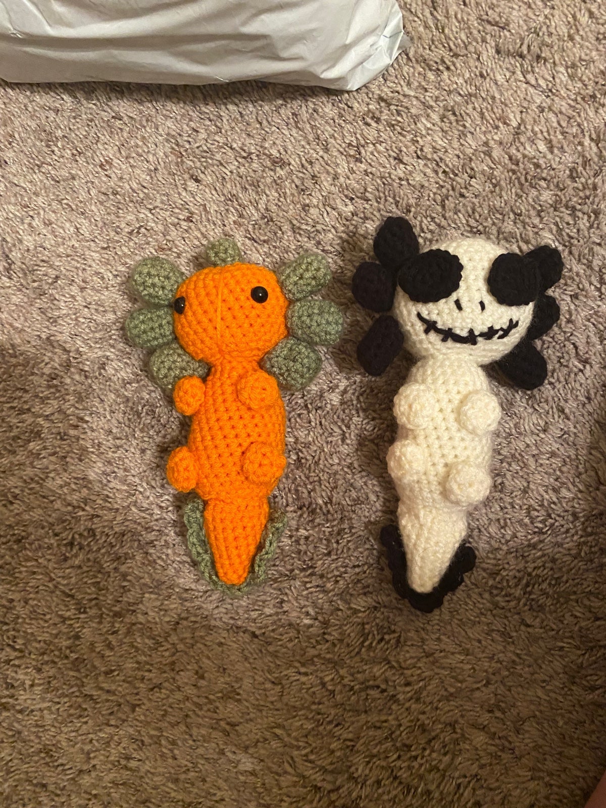 kawaii plush halloween decorations jack o lantern axolotl and jack skellington
