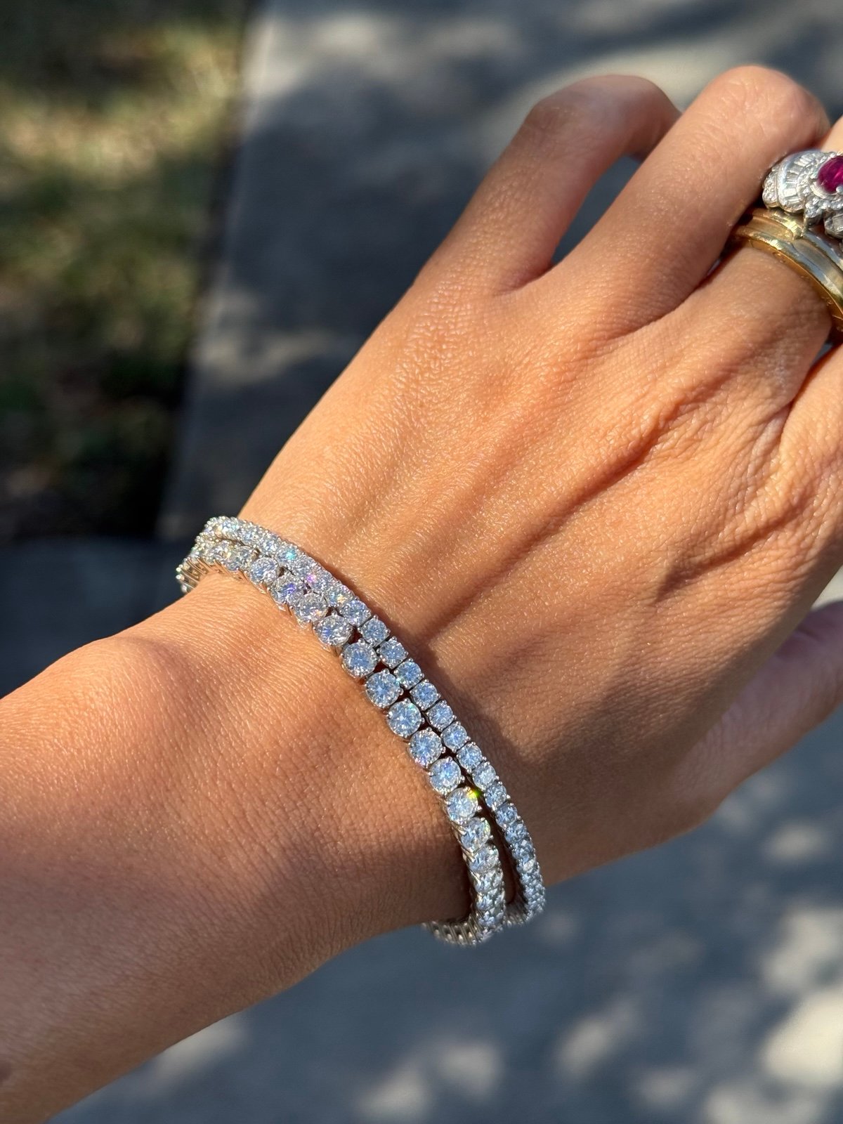 Certified S925 4x4mm 0.3ct/stone VVS1,D color, Moissanite Tennis Bracelet,6.7”